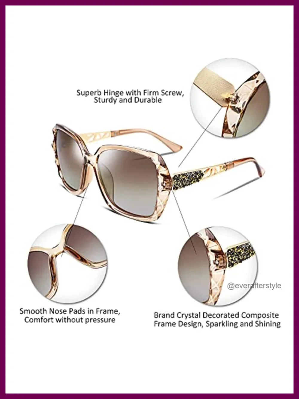 Oversized Square Polarized Sunglasses Women Retro Fashion UV400
